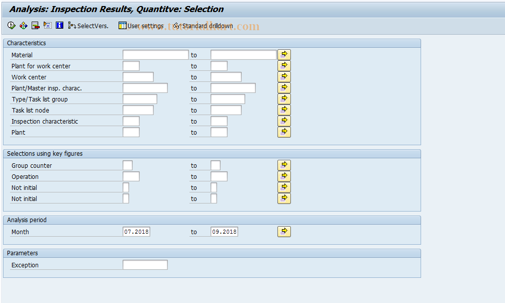 SAP TCode MCXD - QMIS: Quant. Results for Material