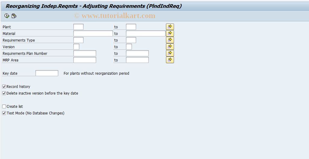 SAP TCode MD74 - Reorganization: Adapt Independent Reqmts