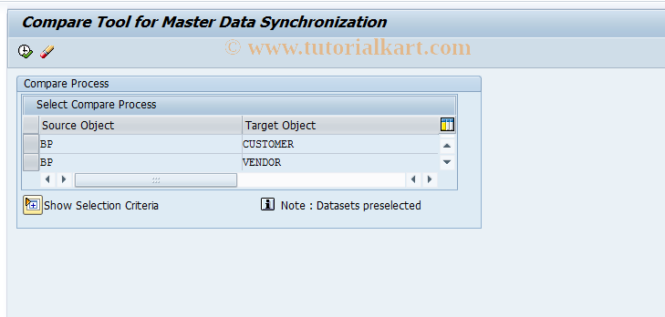 SAP TCode MDS_COMPARE_TOOL - Compare Tool for Master Data Sync.