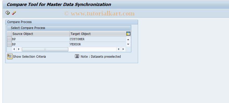 SAP TCode MDS_CONSISTENCY_TOOL - Consistency check Tool for MDS