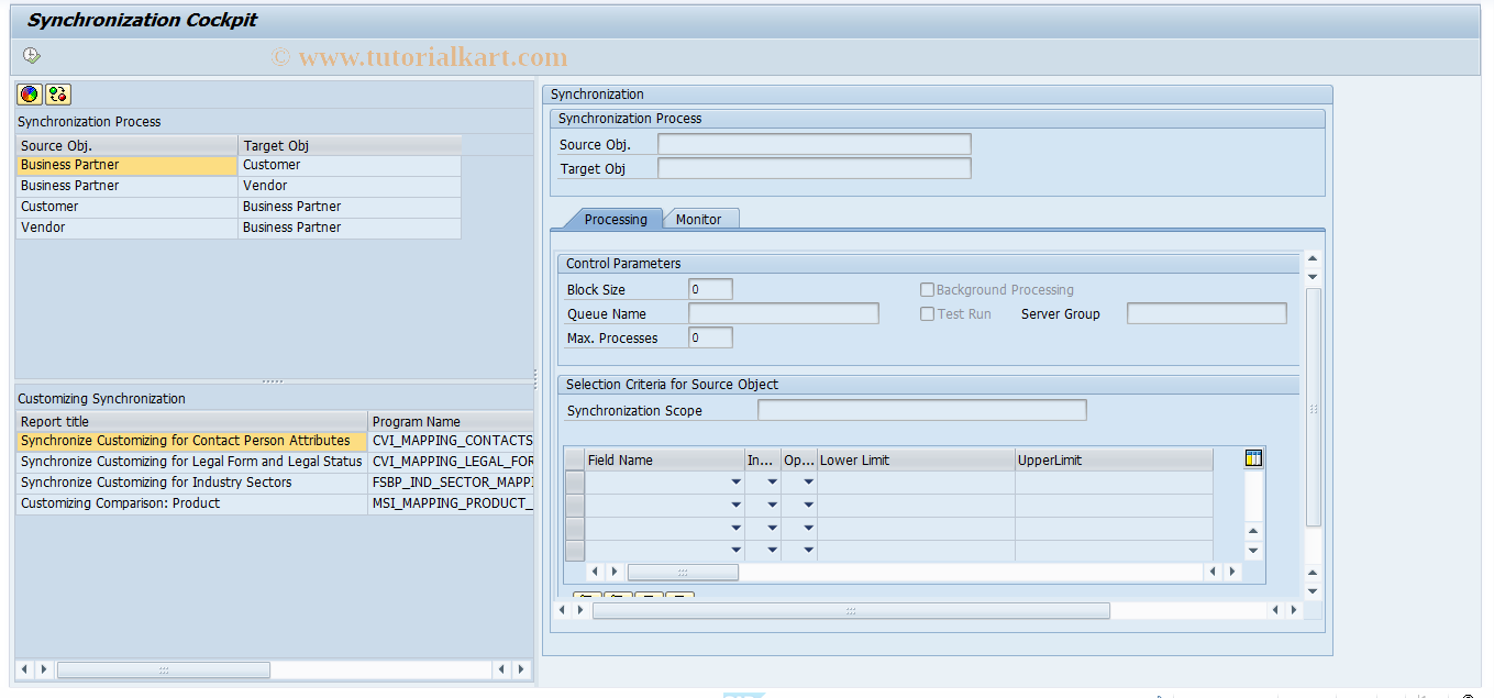 SAP TCode MDS_LOAD_COCKPIT - Synchronization Cockpit