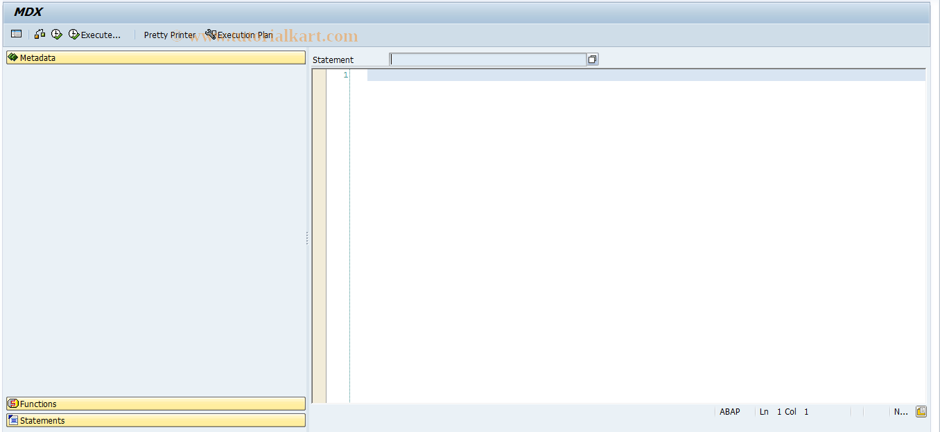 SAP TCode MDXTEST - MDX Test Panel