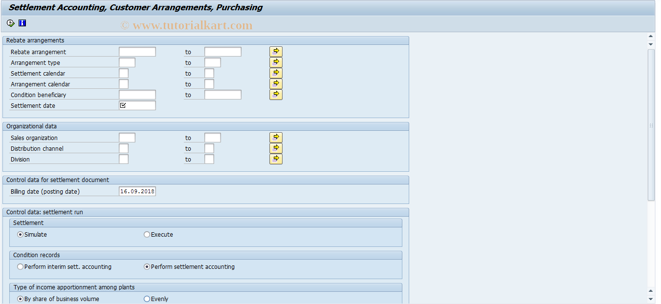 MER4 SAP Tcode Settlement Re Customer Rebate Arrs Transaction Code