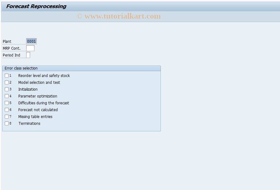 SAP TCode MP33 - Reprocess material forecast