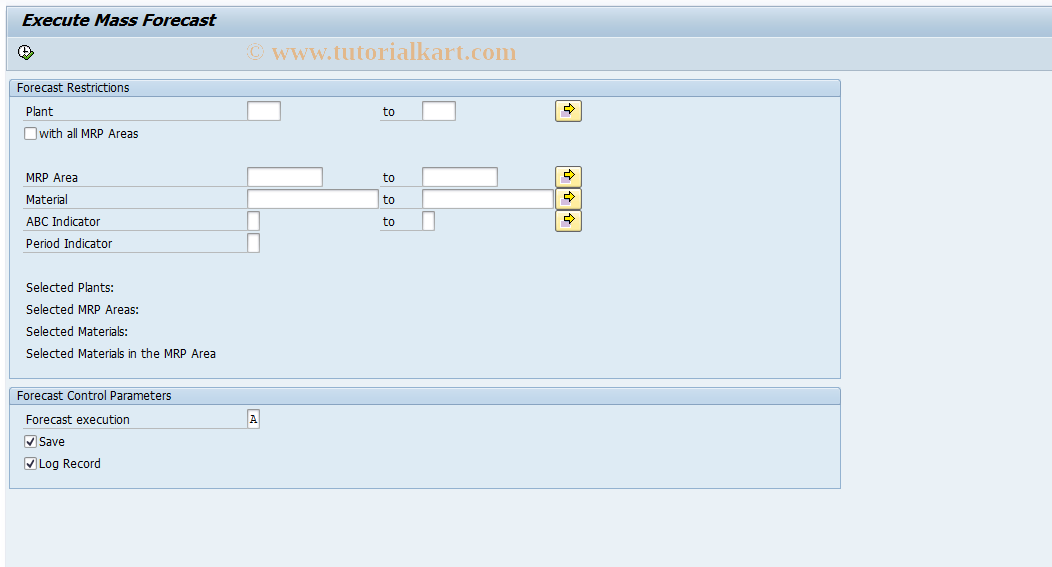 SAP TCode MP38 - Total Forecast Run