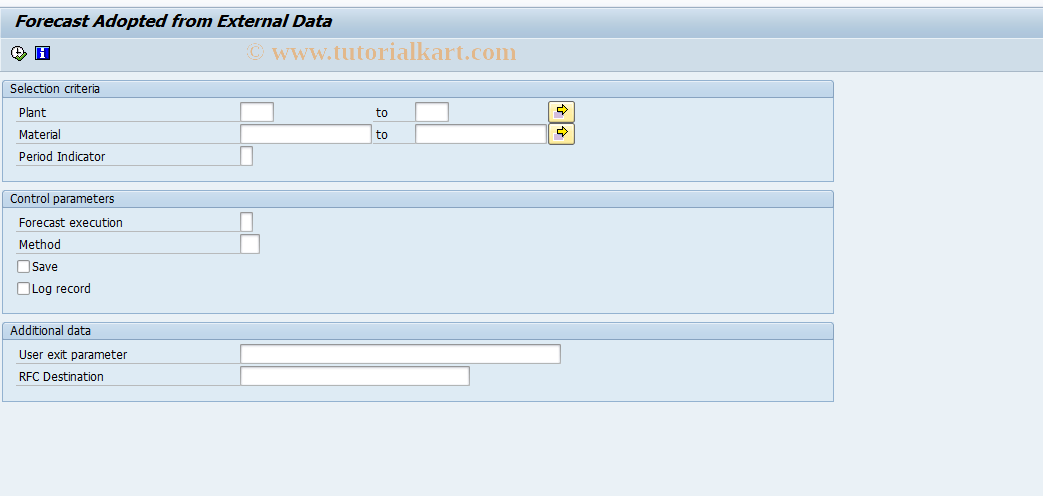 SAP TCode MPR1 - Forecast Adopted from External Data