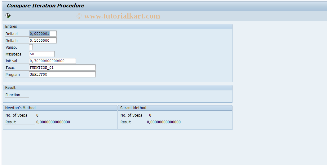 SAP TCode NEWTON - Mathematical Tests