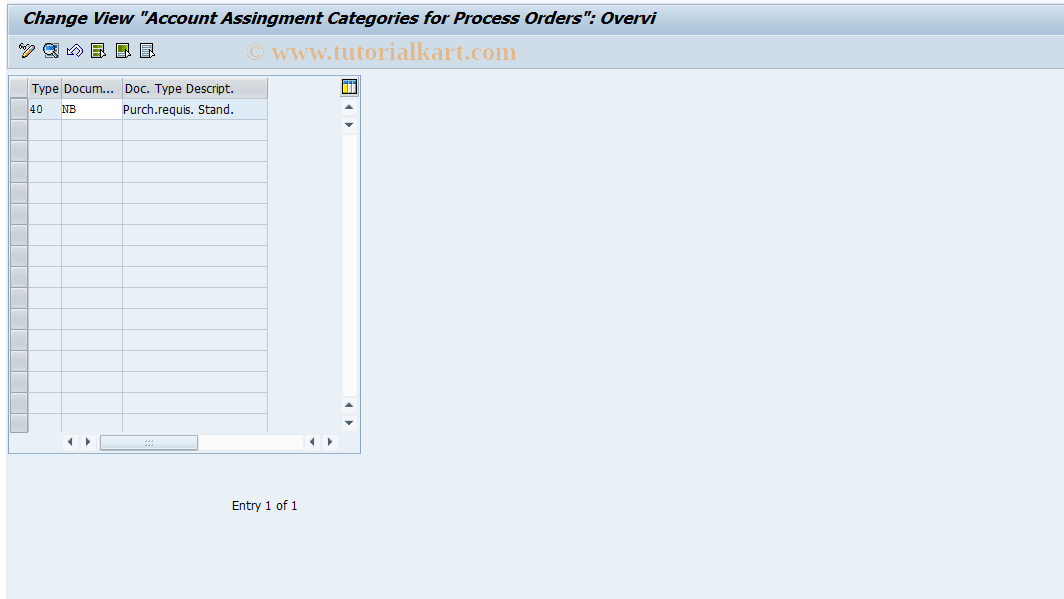 SAP TCode O11C - Maintenance Account .Assgnmt.Types for Order