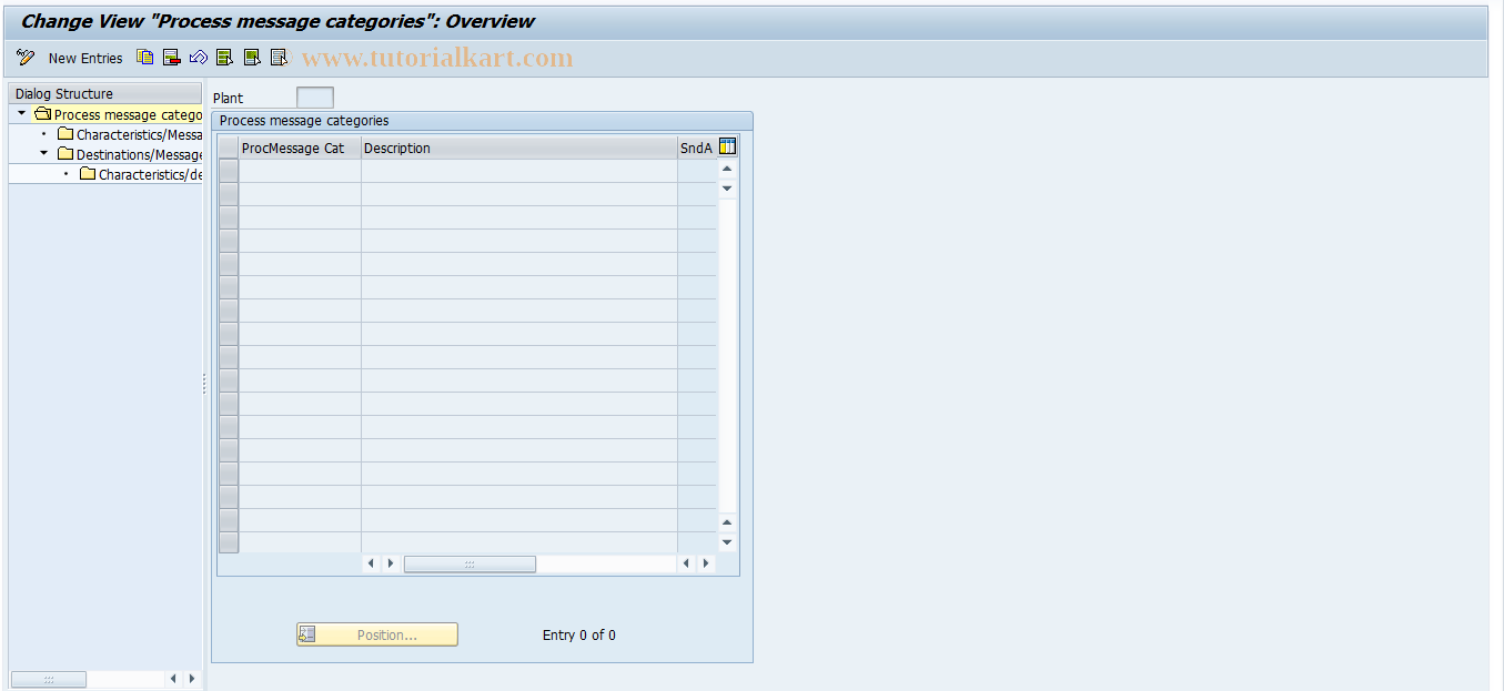 SAP TCode O13C - MessCategory /Dest./Chars./Target Fields