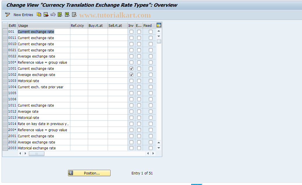 SAP TCode OC47 - Maintain E/R Types for Crcy Transl.