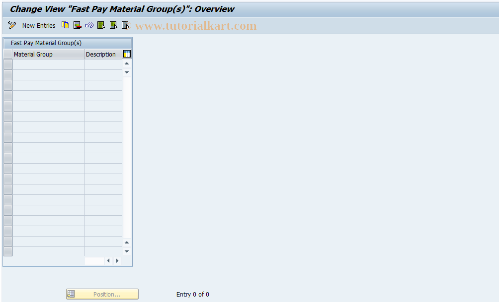 SAP TCode OFFPMG - Fast Pay material group