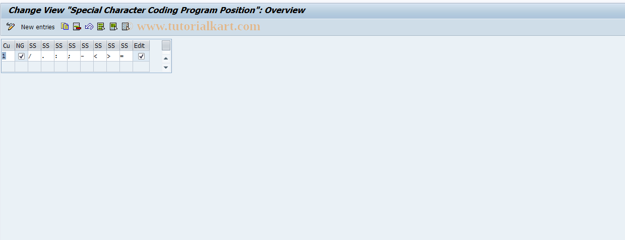 SAP TCode OIT1 - Special Character Position Coding