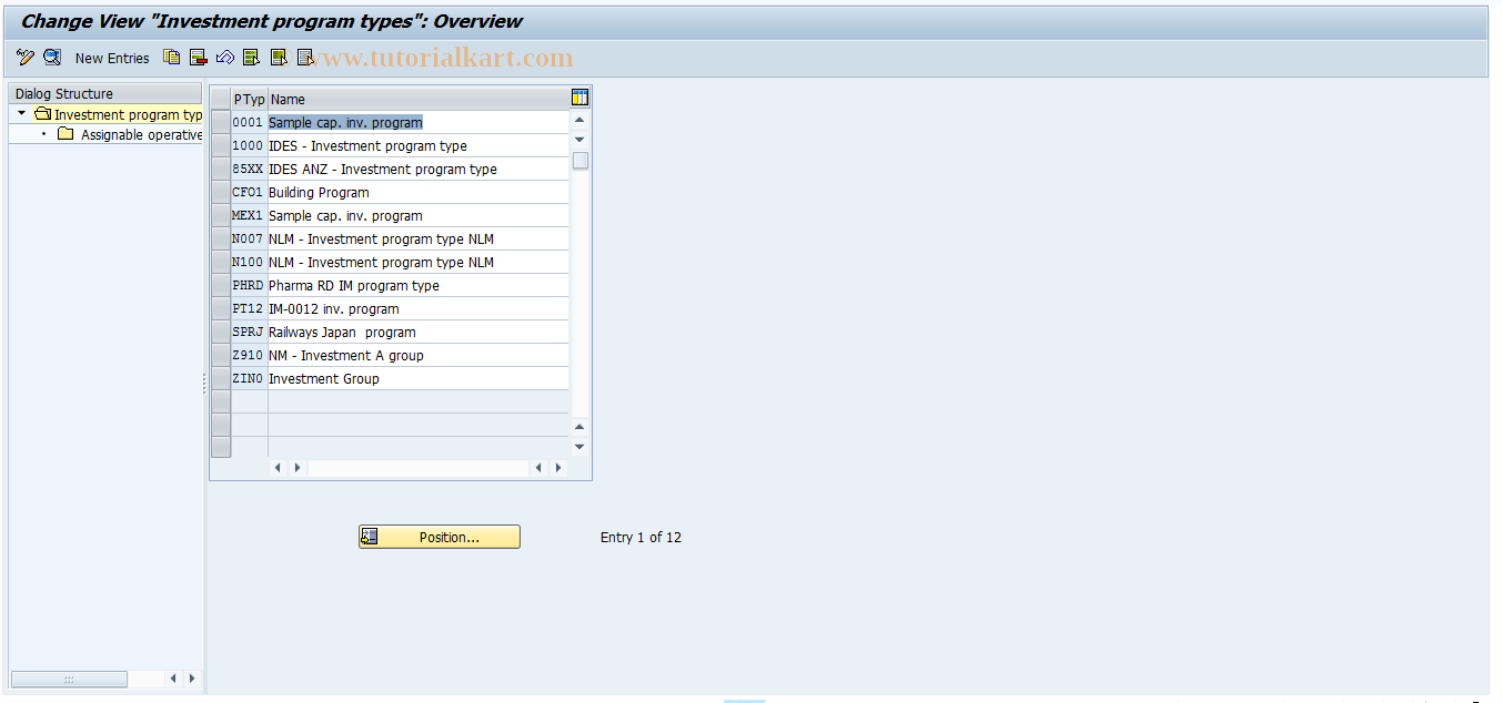 SAP TCode OIT3 - Program types