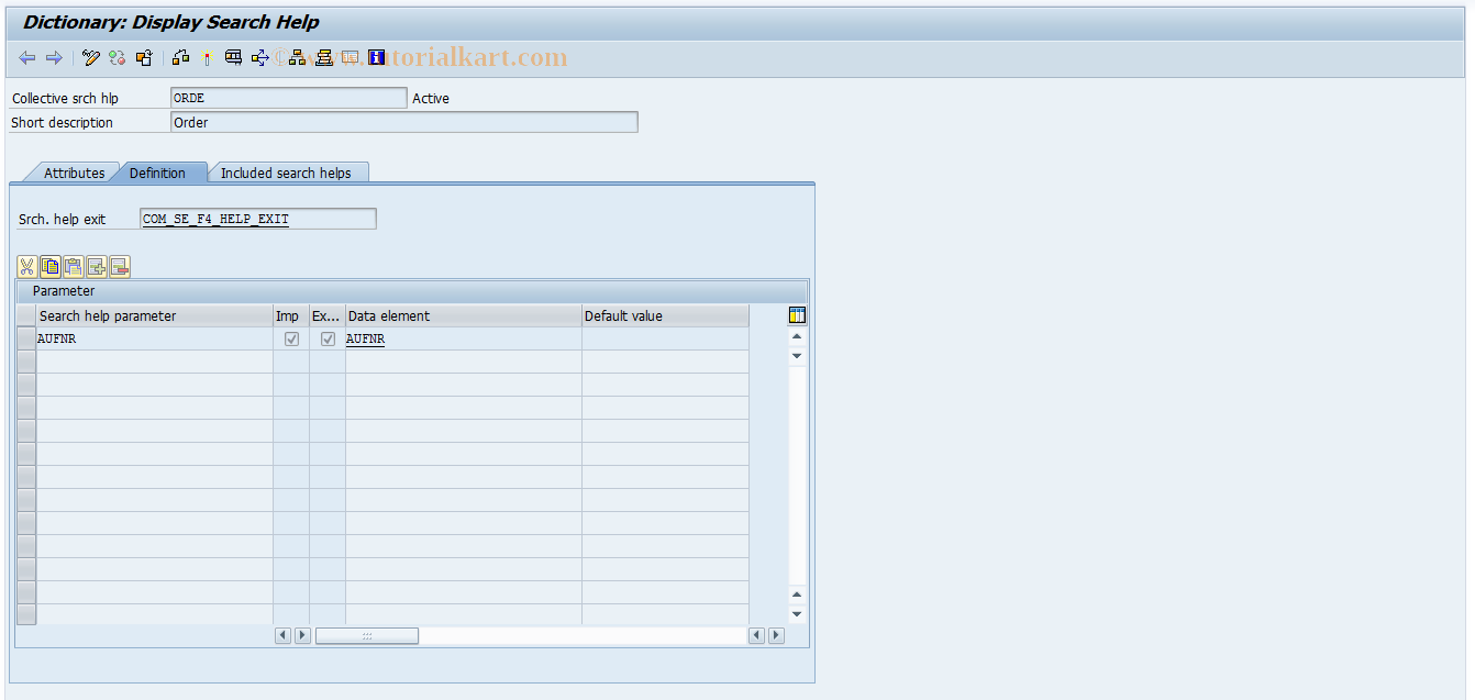 SAP TCode OKO2 - Display Order Matchcode IDs