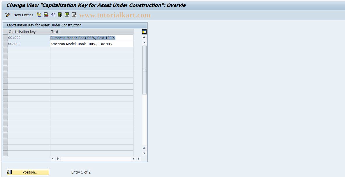 SAP TCode OKOJ - Results Analysis Key for Cap.Value