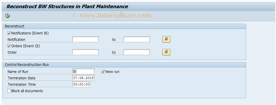 SAP TCode OLIIBW -  Reorganization of PM Info System for BW