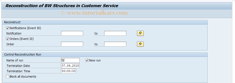 SAP TCode OLISBW -  Reorganization of CS Info System for BW