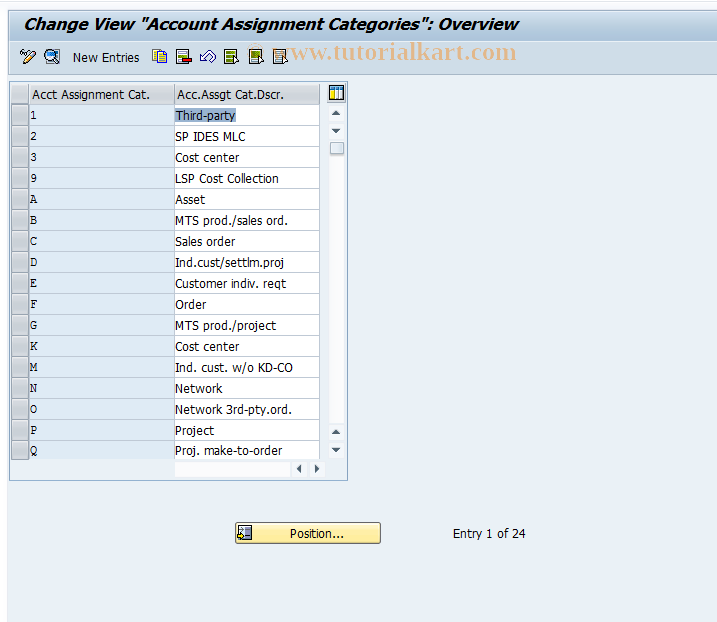 how to configure account assignment category in sap