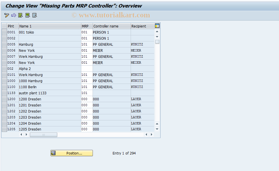 SAP TCode OMII - Missing Parts Controller