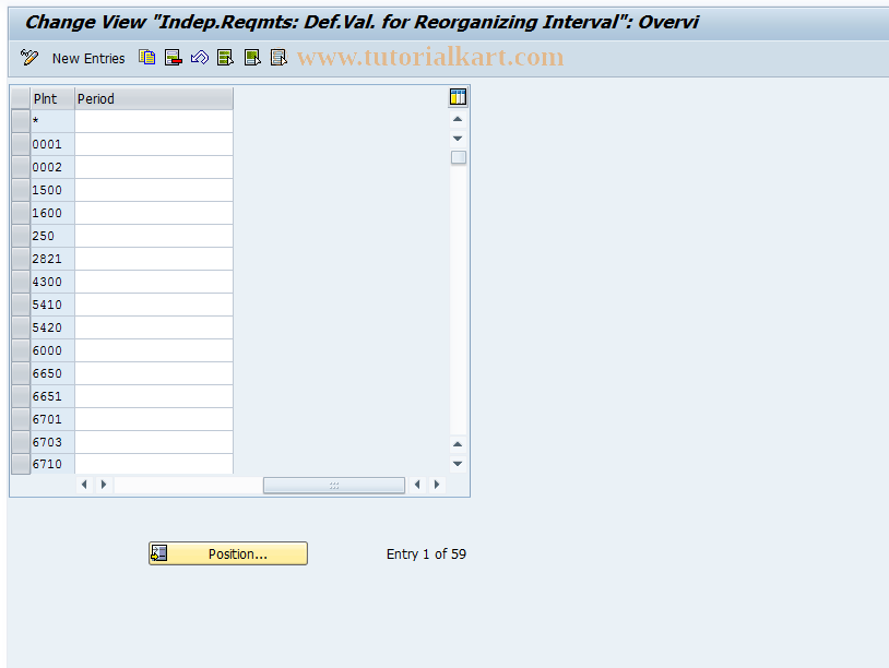 SAP TCode OMP8 - Customizing: Reorganizing Independent Requisition 