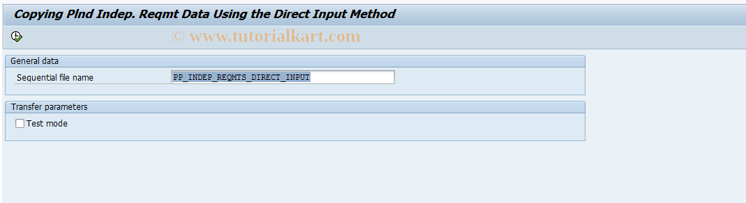 SAP TCode OMPL - Direct Input