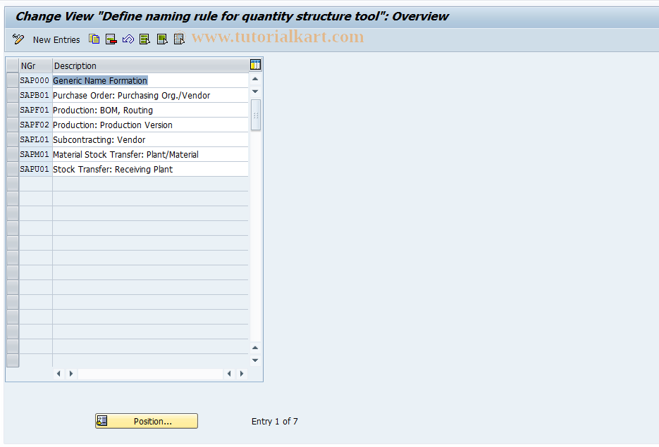 OMXB SAP Tcode Define Naming Rule Transaction Code