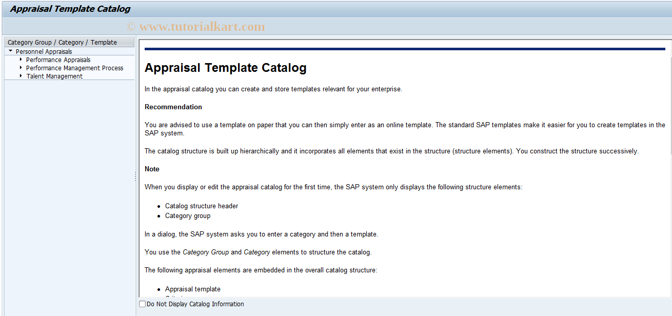 SAP TCode OOAM - Change Appraisals Catalog