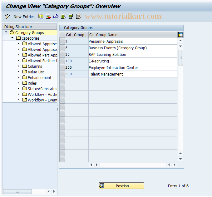 SAP TCode OOHAP_CATEGORY - Appraisal Category Settings