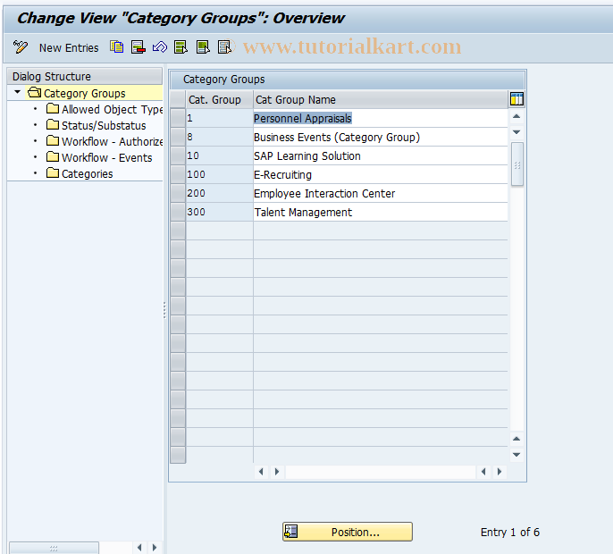 SAP TCode OOHAP_CAT_GROUP - Category Group Settings