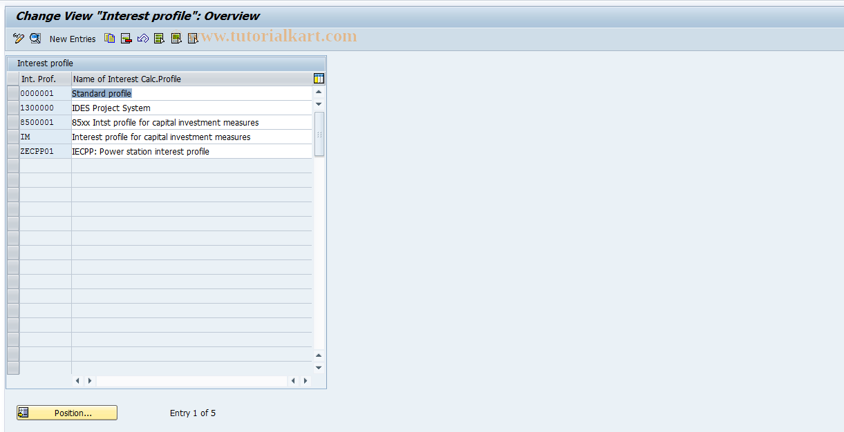 SAP TCode OPIA - Interest Profile for Projects