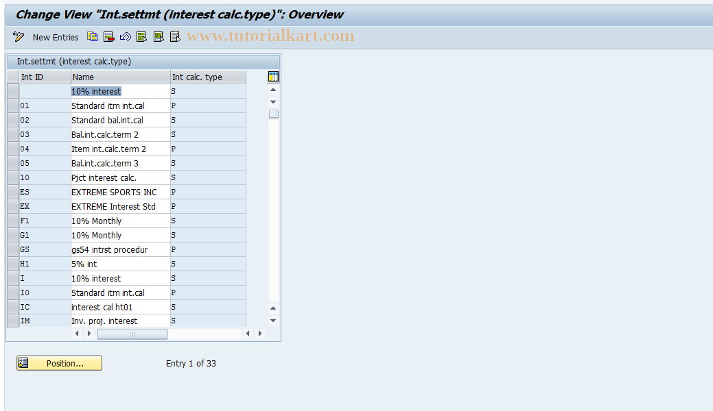 SAP TCode OPIE - Interest Indicator