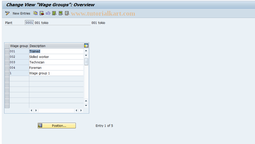 SAP TCode OPJC - Maintain Wage Groups