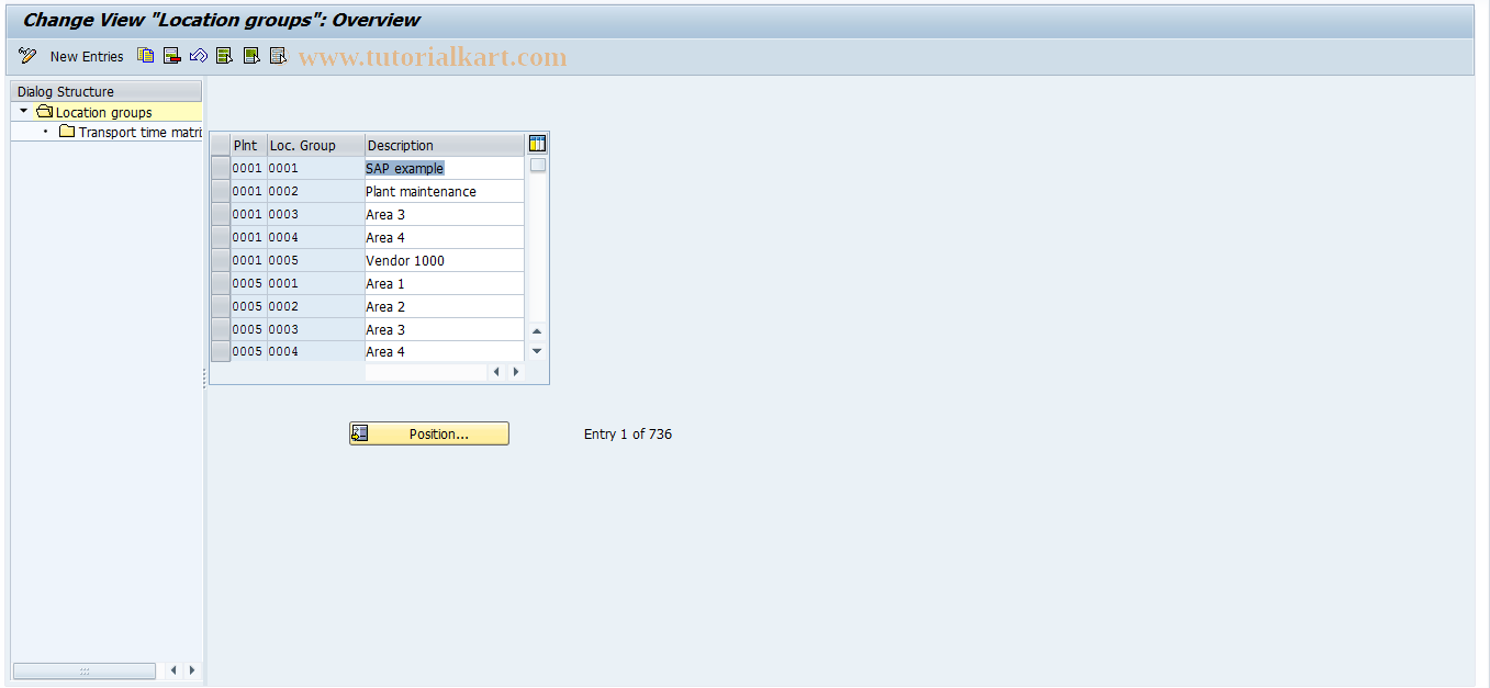 SAP TCode OPJR - Maintain move time matrix