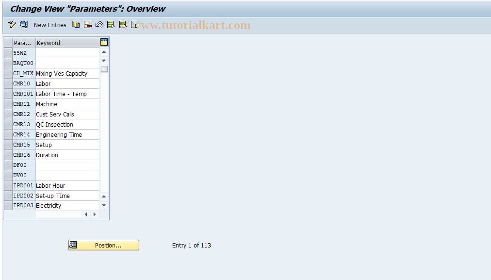 SAP TCode OPK2 - Formula Parameters