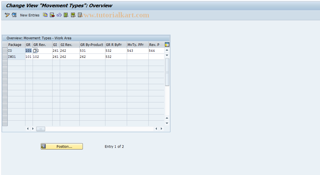 SAP TCode OPKA - Maintain Movement Types