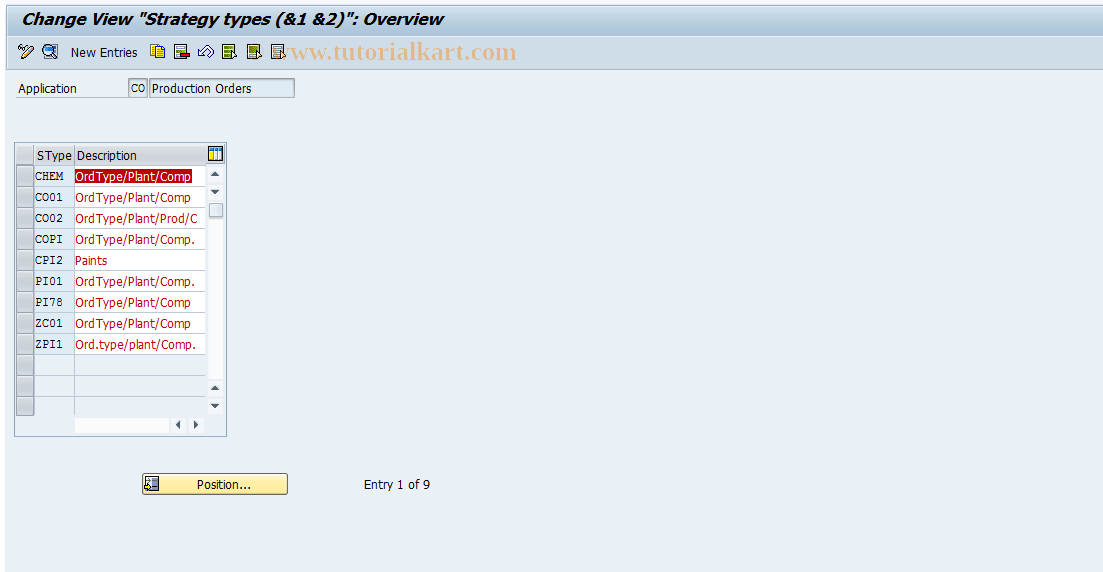 SAP TCode OPLE - Strategy types: Batch determ. (prod)