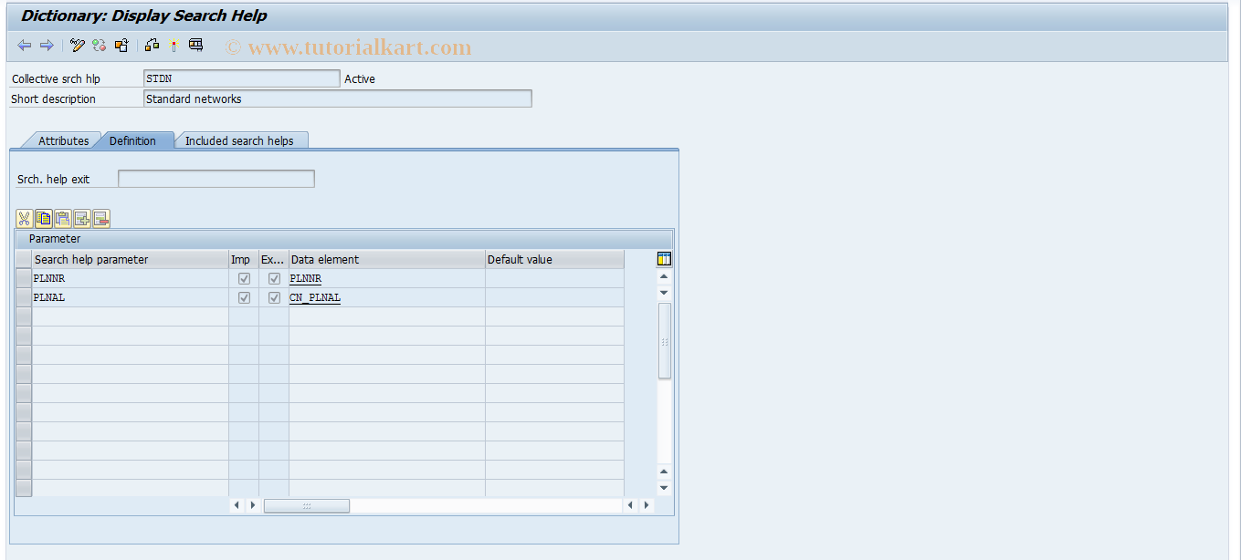 SAP TCode OPT4 - Matchcode for standard network