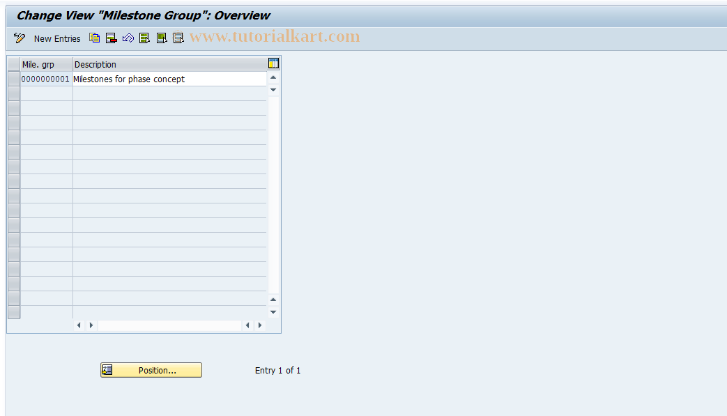 SAP TCode OPT6 - Maintain  standard  milestone group