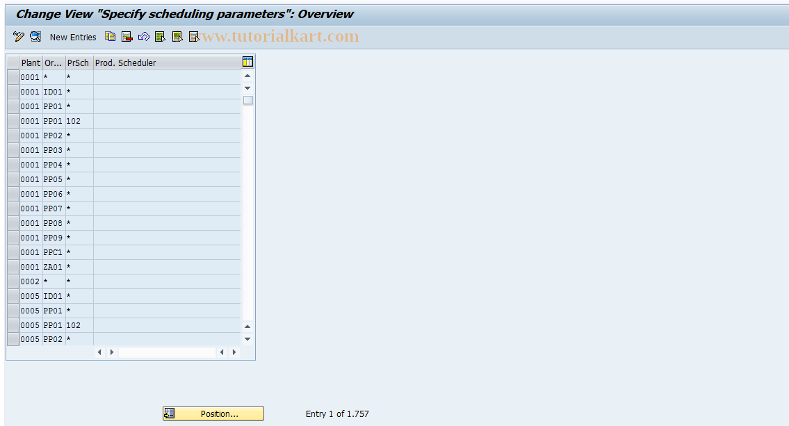 SAP TCode OPU3 - Production order control parameters