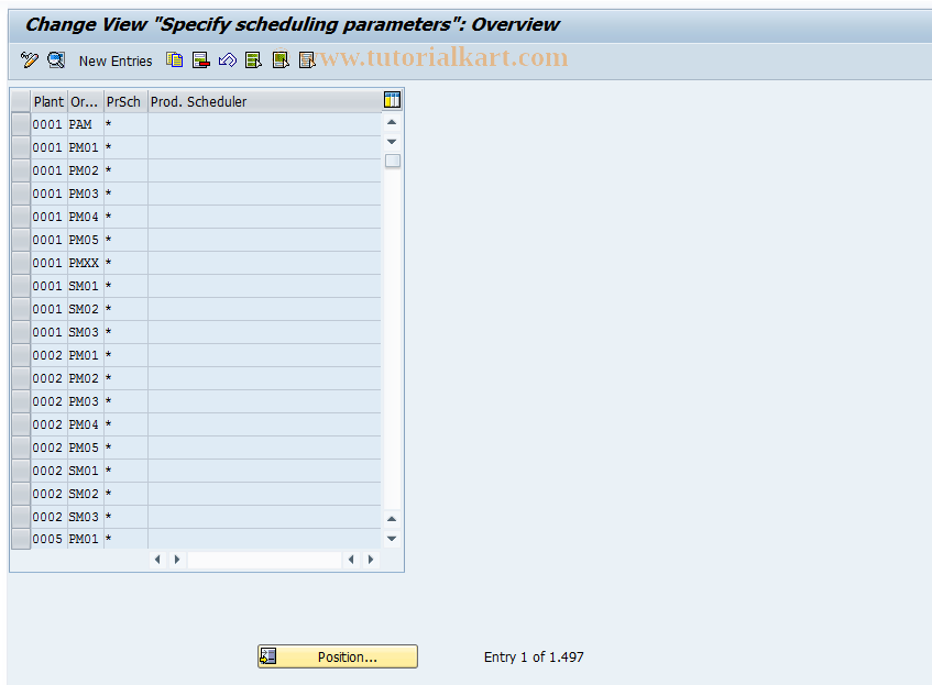 SAP TCode OPU7 - Control parameters plant maintenance