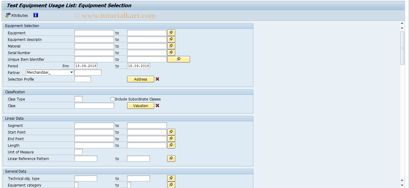 SAP TCode OQIX - Test Equipment Usage List