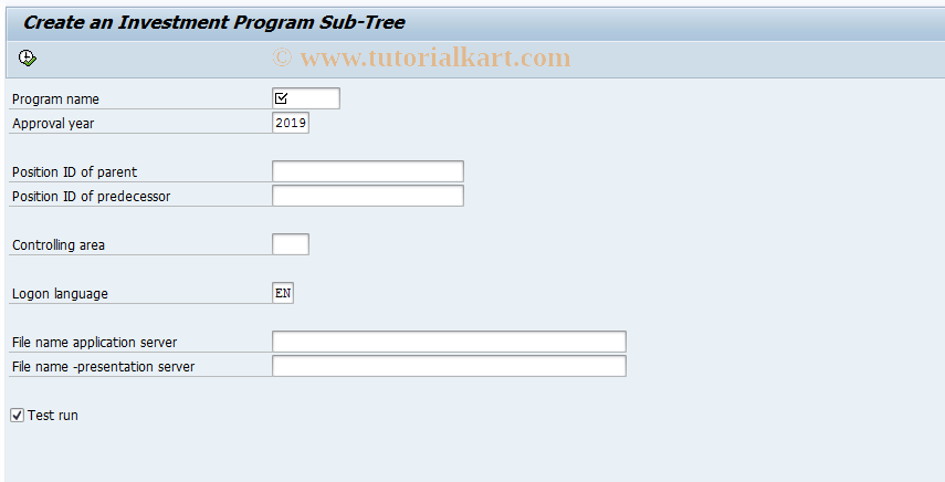 SAP TCode ORUP - Upload of an Investment Program