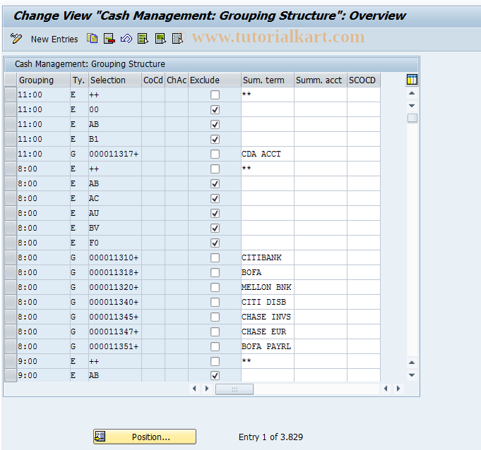 SAP TCode OT17 - C FI Maintain Table T038