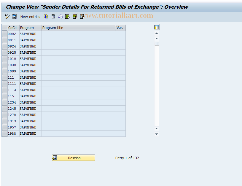 SAP TCode OT66 - C FI Maintain table T001G (RetBlEx)