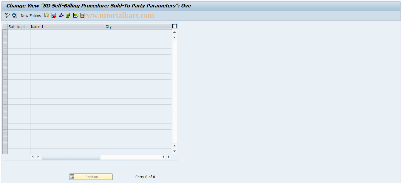 SAP TCode OVD7 - SD Self-Billing:Sold-To Party Params