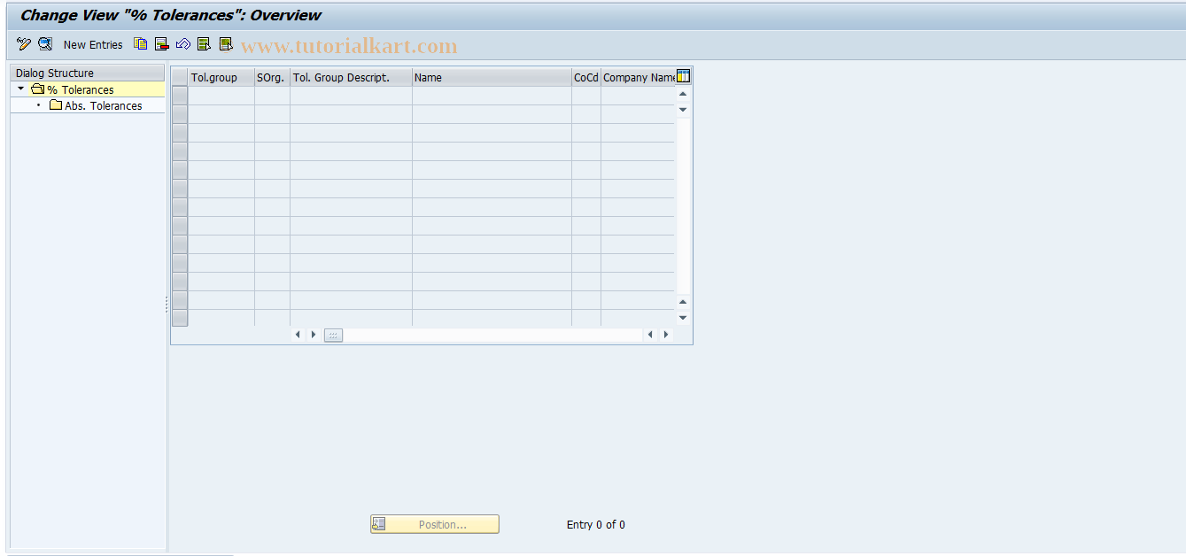 SAP TCode OVD8 - SD Self-Billing: Tolerances Definitn