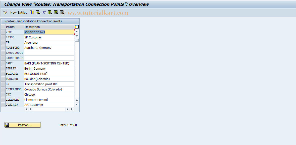 SAP TCode OVLD - SD Table VKN Transaction connection points