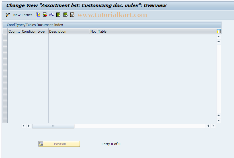 SAP TCode OWS1 - Assortment List: Sales Conditions