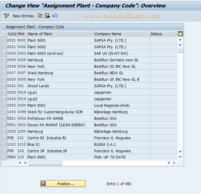tcode for company code assignment