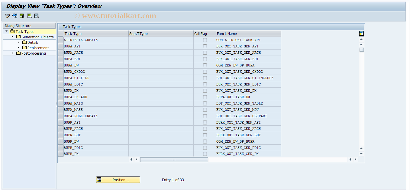 SAP TCode OXT5 - Task Type Maintenance